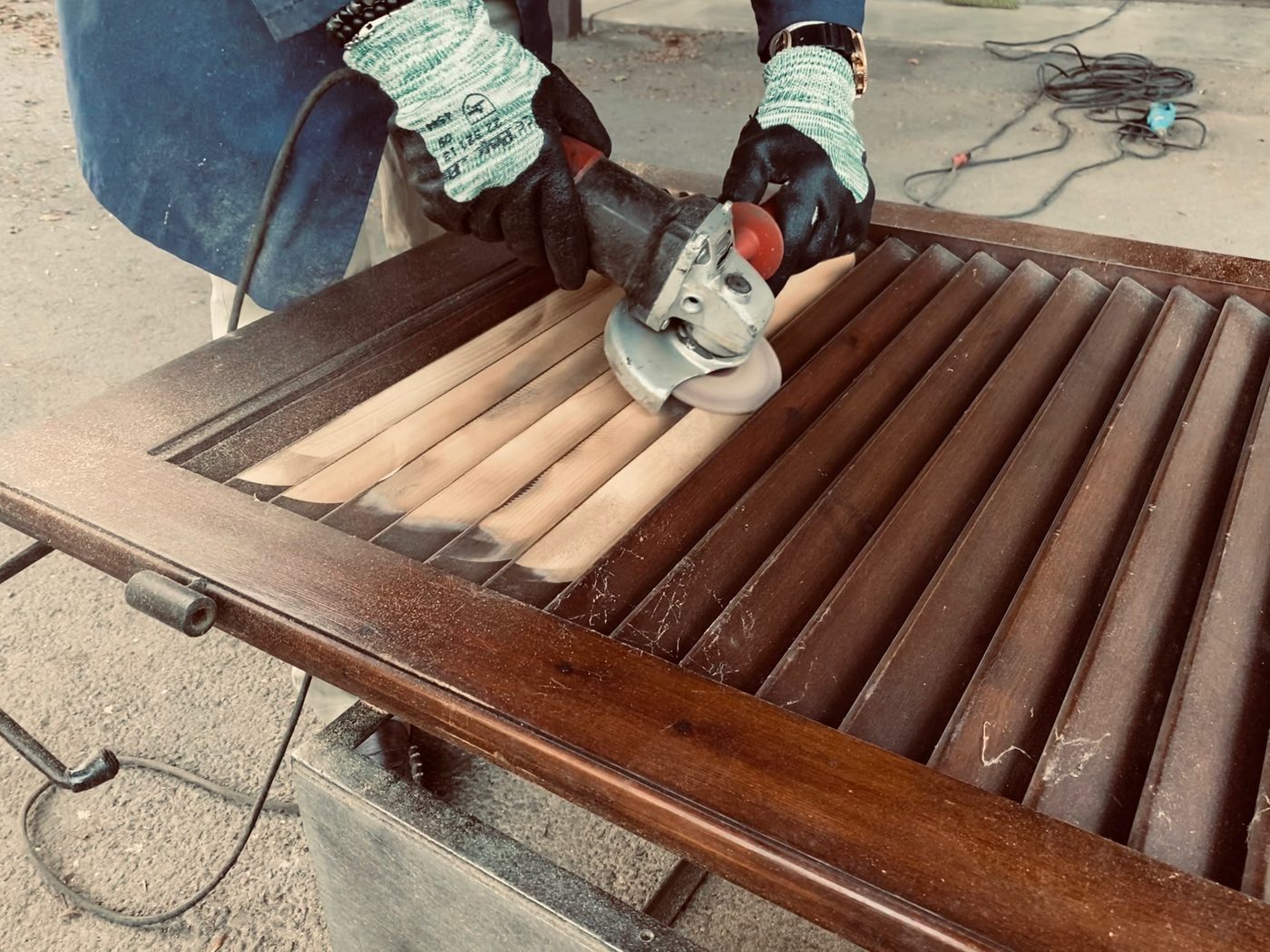At work on wood