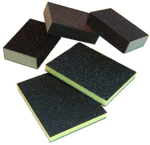 Abrasive sponges and sanding blocks